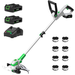 SOYUS front view of cordless trimmer showing compact body and guard for easy maneuvering