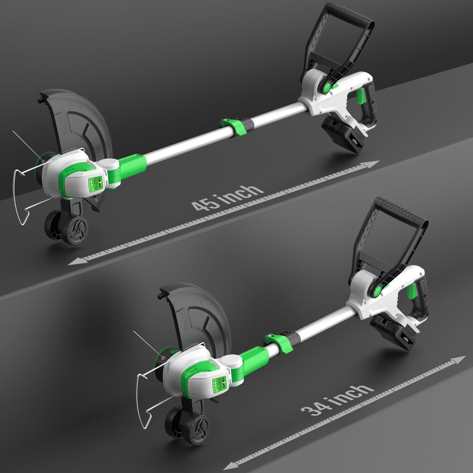 SOYUS trimmer held by hand showing scale and lightweight five-pound portability
