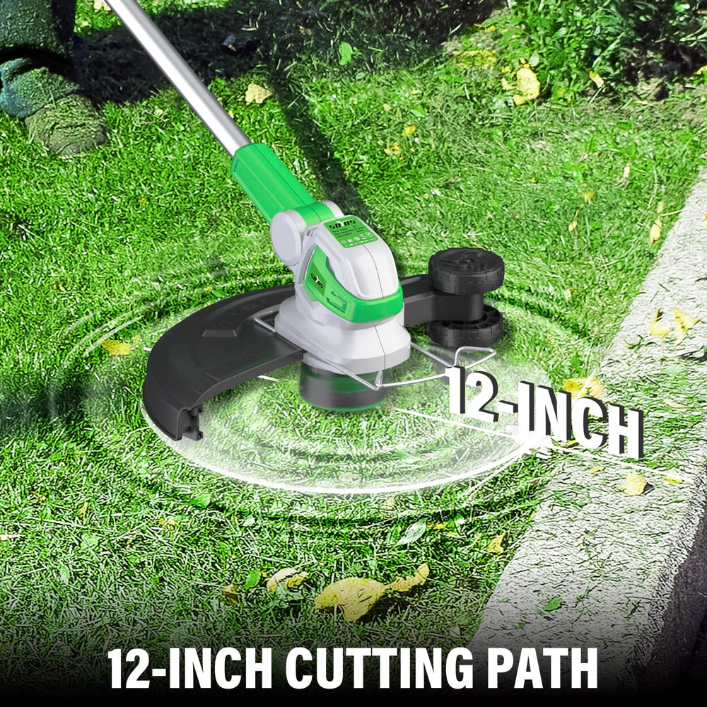 SOYUS support wheel in edging mode providing straight lawn borders and stability