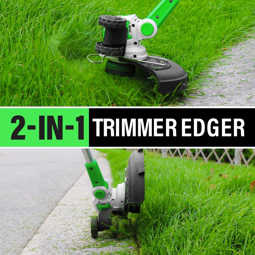 SOYUS swivel head detail highlighting 90° tilt for access under shrubs and tight spots