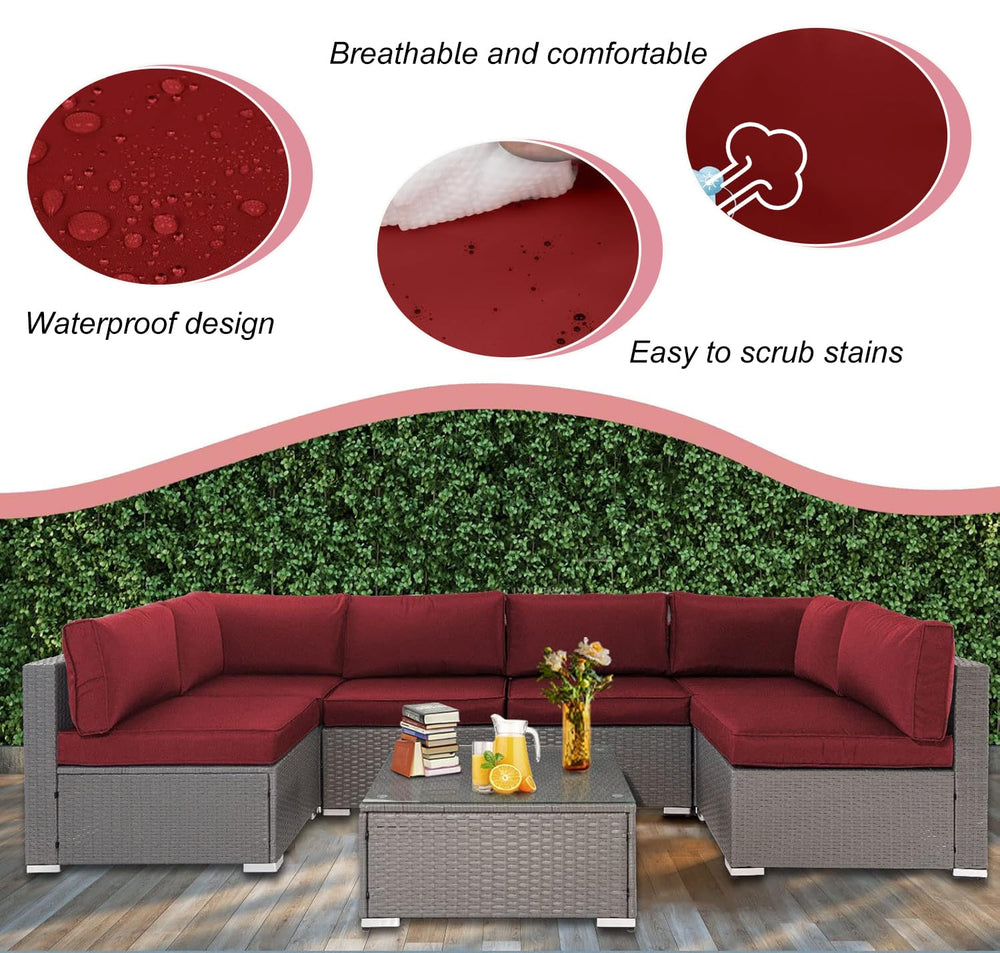 SpaceHop covers installed on a wicker sofa outdoors demonstrating stylish protection