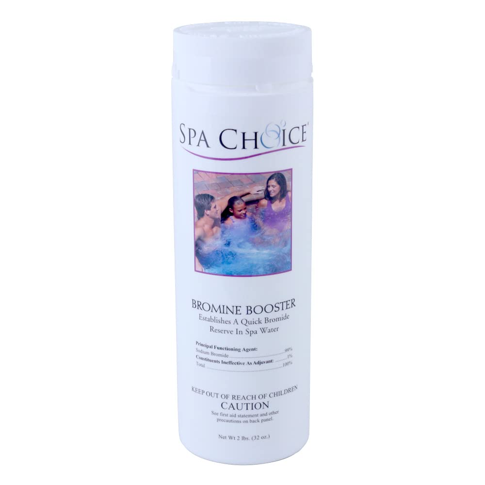 SpaChoice front packaging showing 2-pound bromide booster and clear product benefits