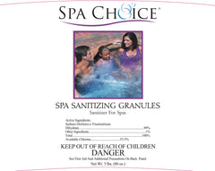 SpaChoice granules dissolving in spa water showing quick dispersion benefit