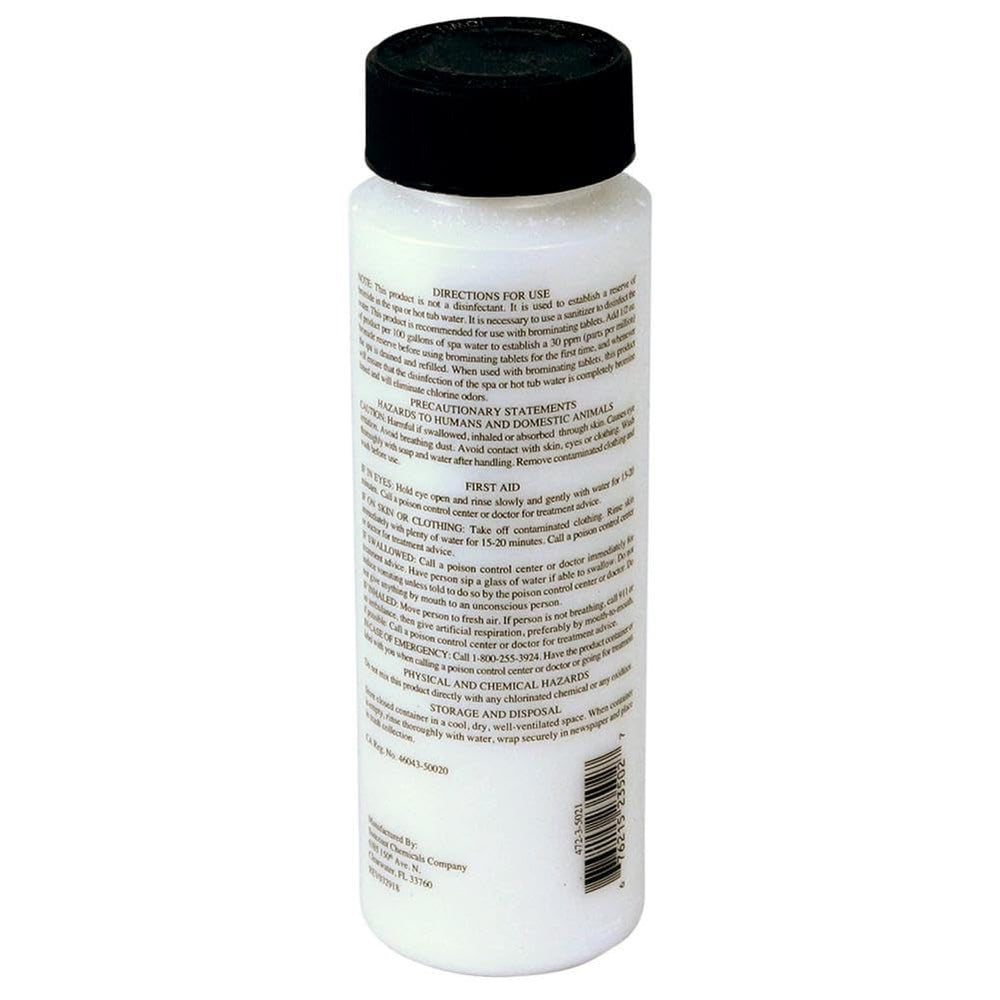 SpaChoice measuring spoon with dose showing accurate dosing for proper bromide reserve