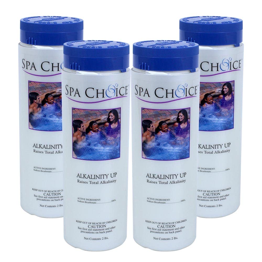 SpaChoice front packaging showing 2 lb 4-pack and clear dosing instructions benefit clarity