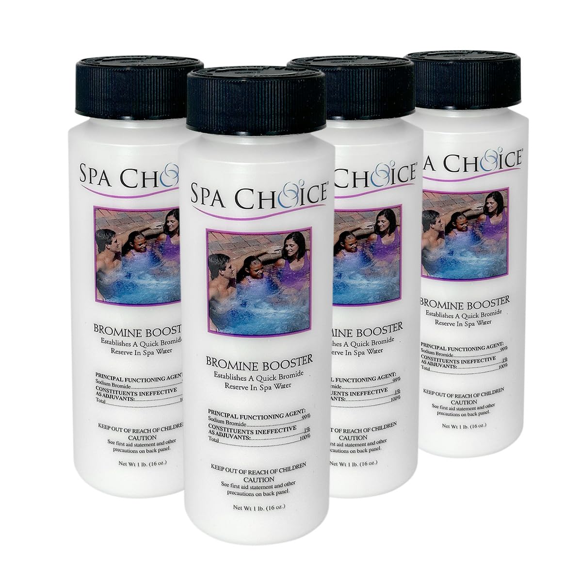 SpaChoice front packaging showing 1-lb 4-pack and easy storage benefit