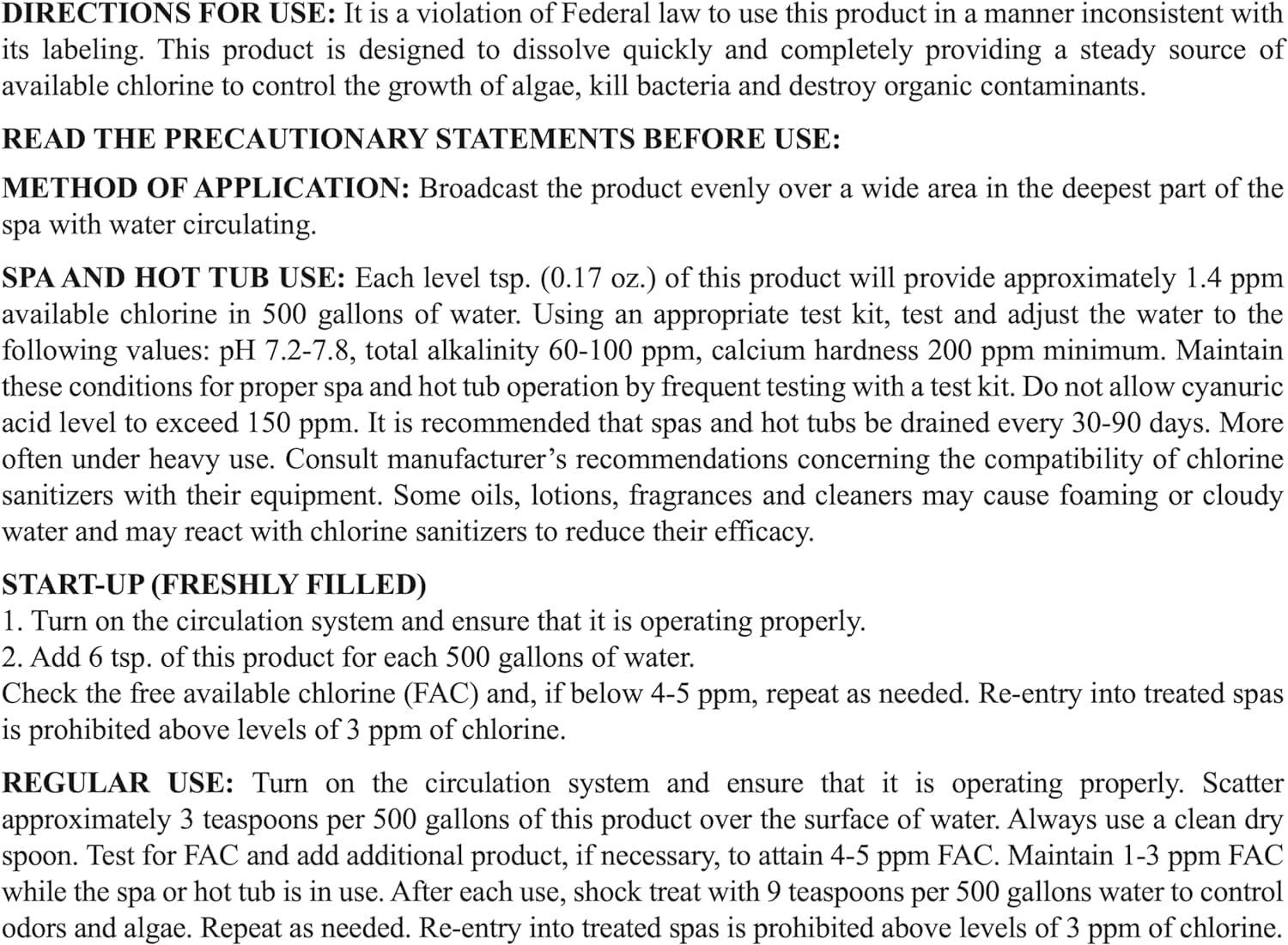 SpaChoice label and directions detail showing dosing and safety benefit: clear usage guidance