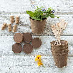 Spade To Fork compostable peat pots and OMRI soil discs ready to hydrate