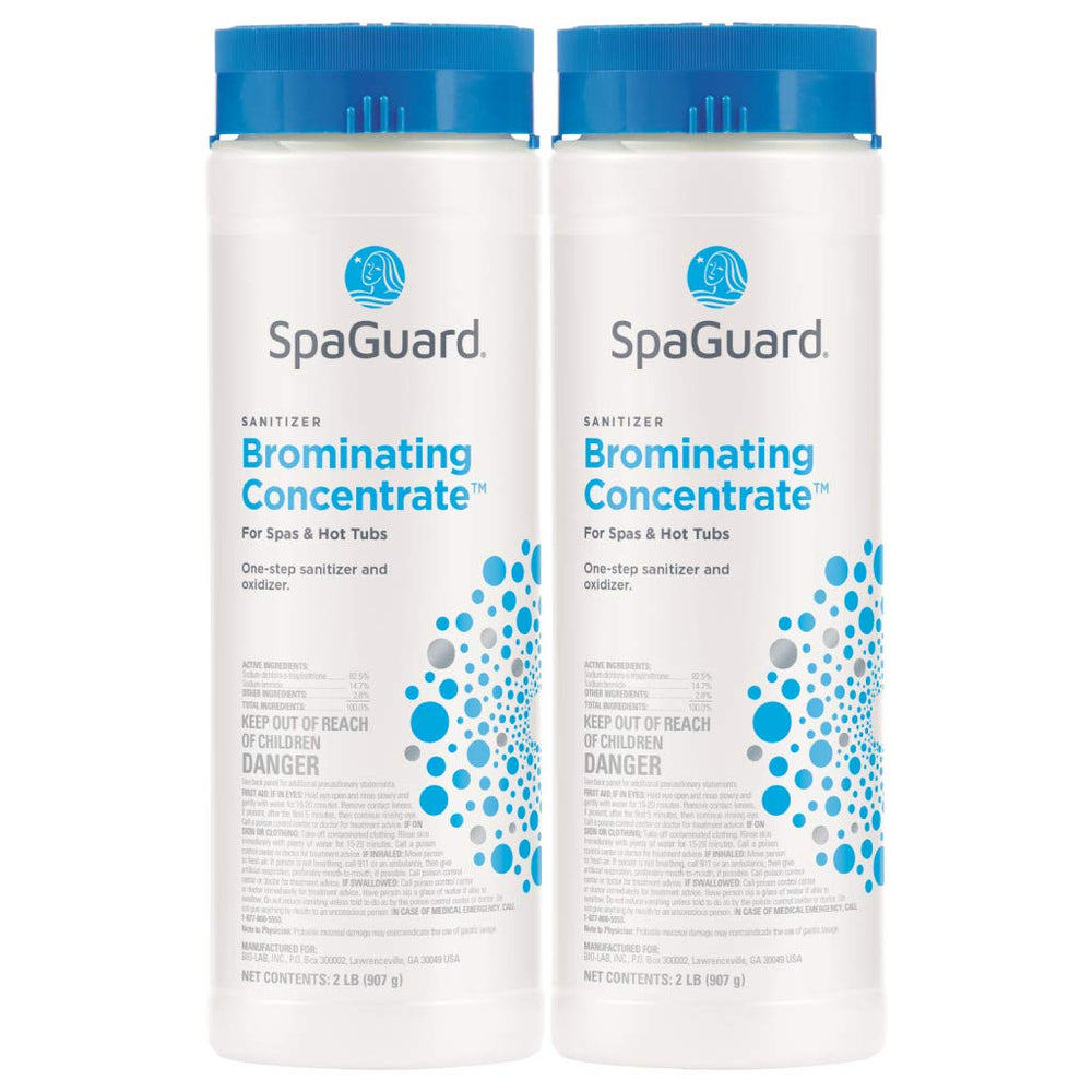 SpaGuard front packaging showing 2 lb 2-pack and usage benefit