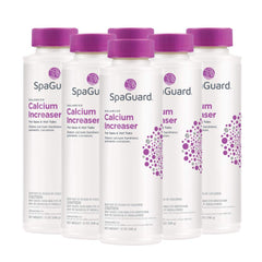 SpaGuard frente del empaque mostrando 12 oz y paquete de seis para mantenimiento confiable