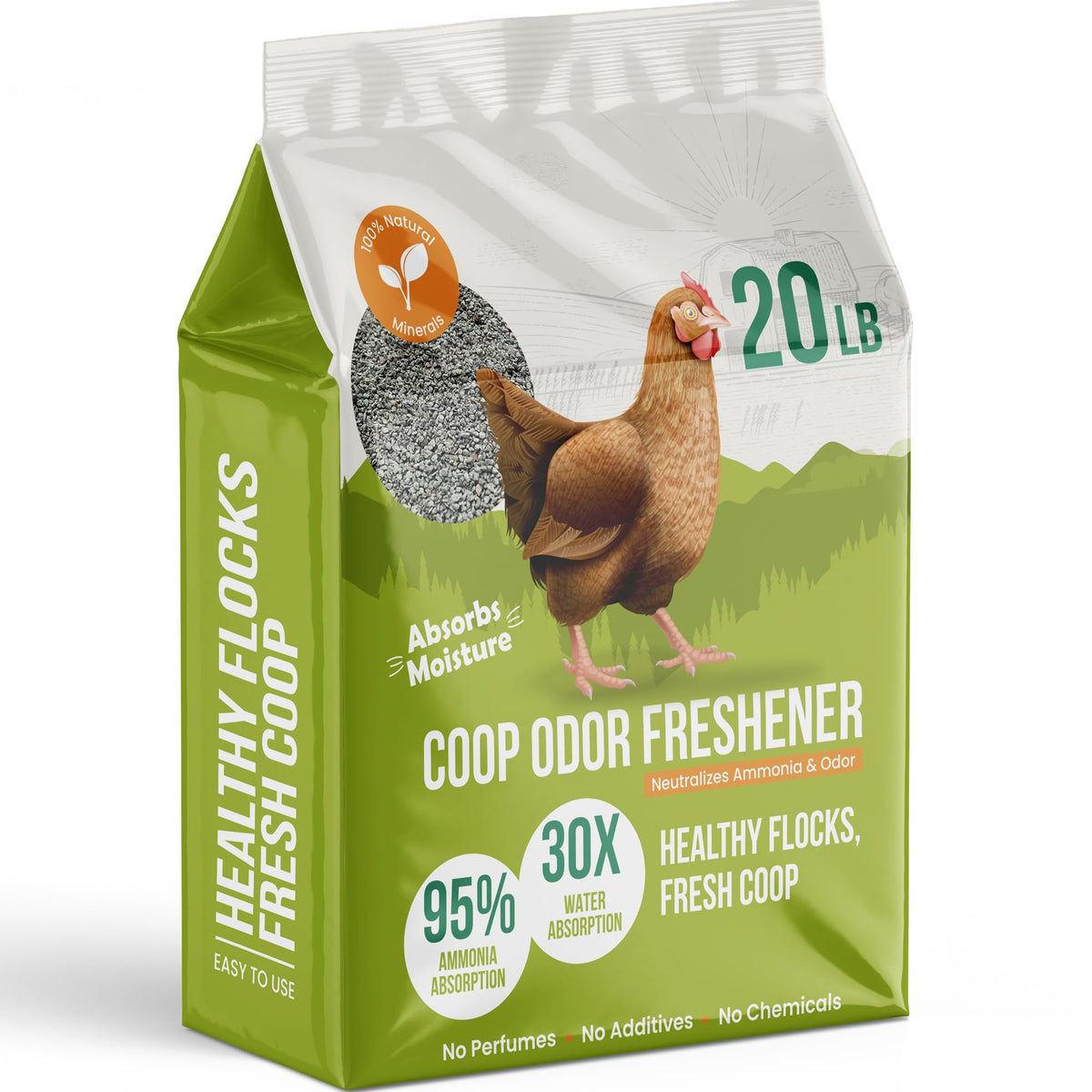 Spanielbuns front bag showing 20 lb packaging and clear product benefit