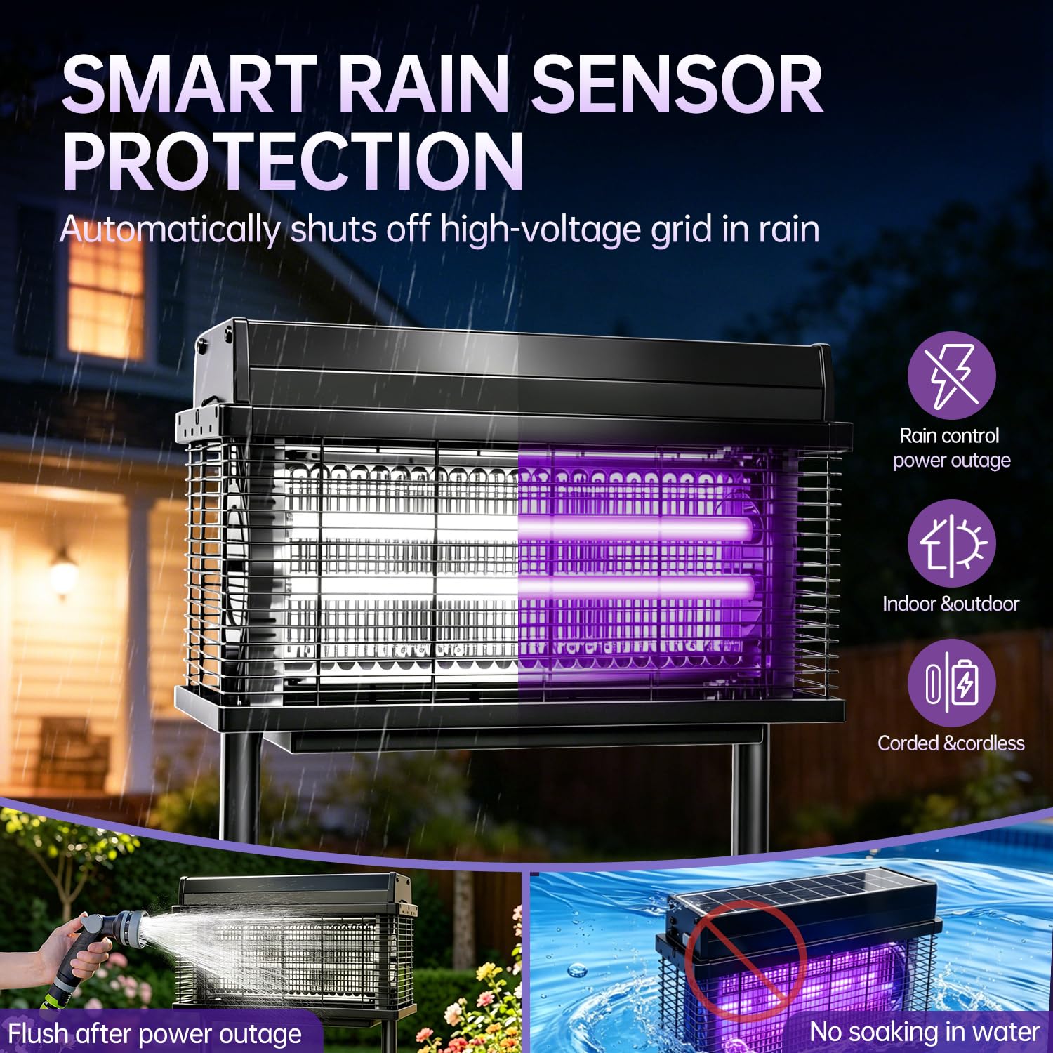 spansol in use patio night scene keeping yard comfortable and pest reduced