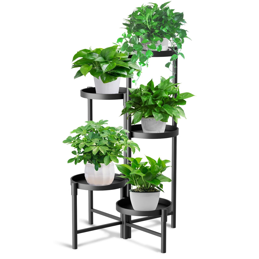 SparkByLiye front view of 5-tier plant stand showing space-saving display