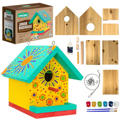SparkJump front packaging showing ready-to-assemble birdhouse kit benefit gifting