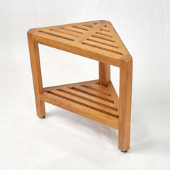 SPATEAK Asta Bora front view showing compact corner seat and shelf benefit
