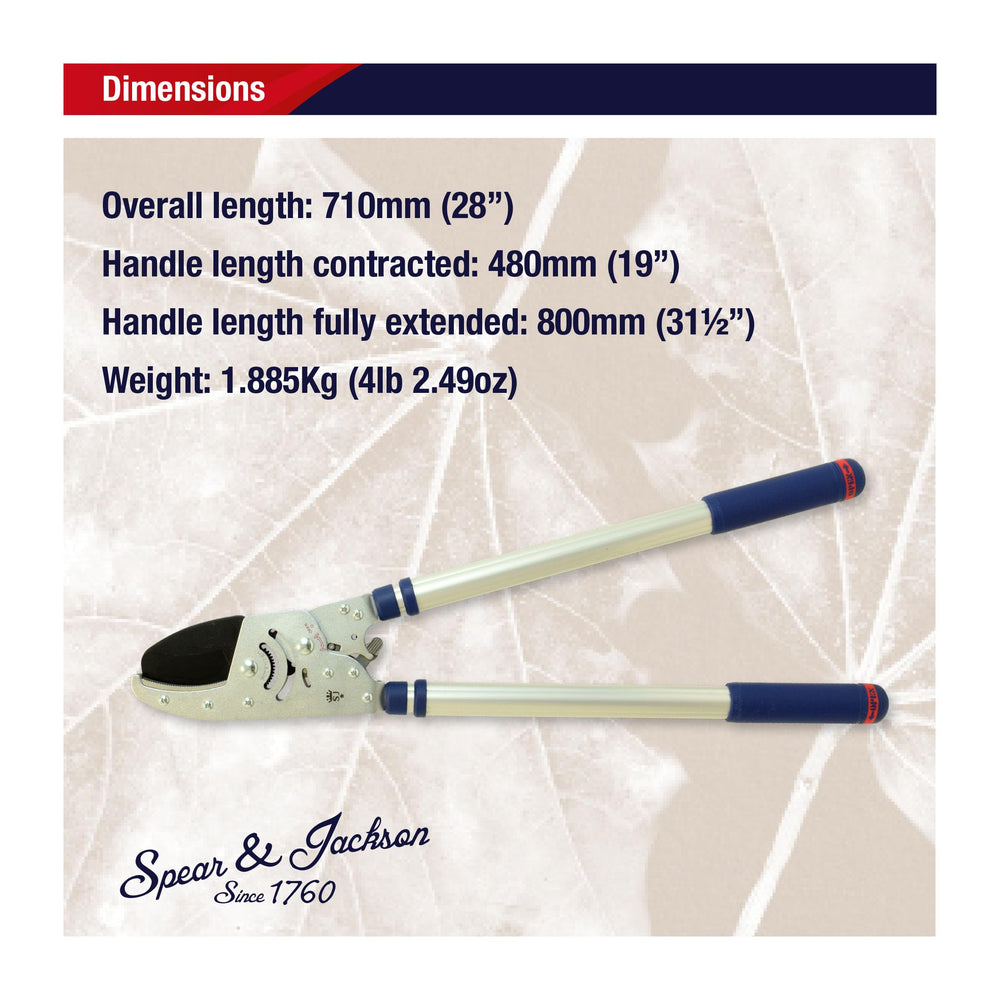 Spear & Jackson in-use image cutting a thick branch showcasing reduced effort and safety