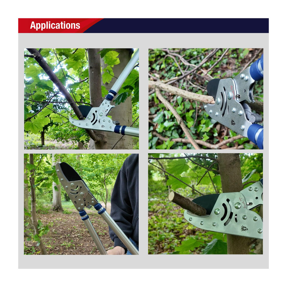 Spear & Jackson lopper beside ruler showing telescopic length and scale for accurate sizing