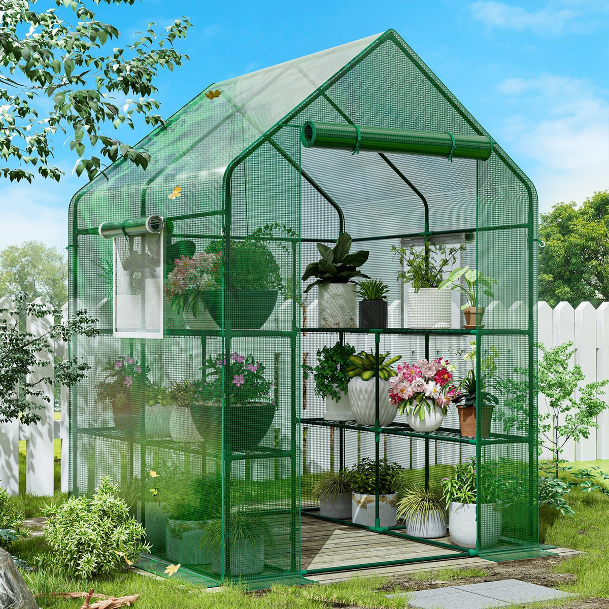 SPECILITE front view of greenhouse showing full entry and weather protection