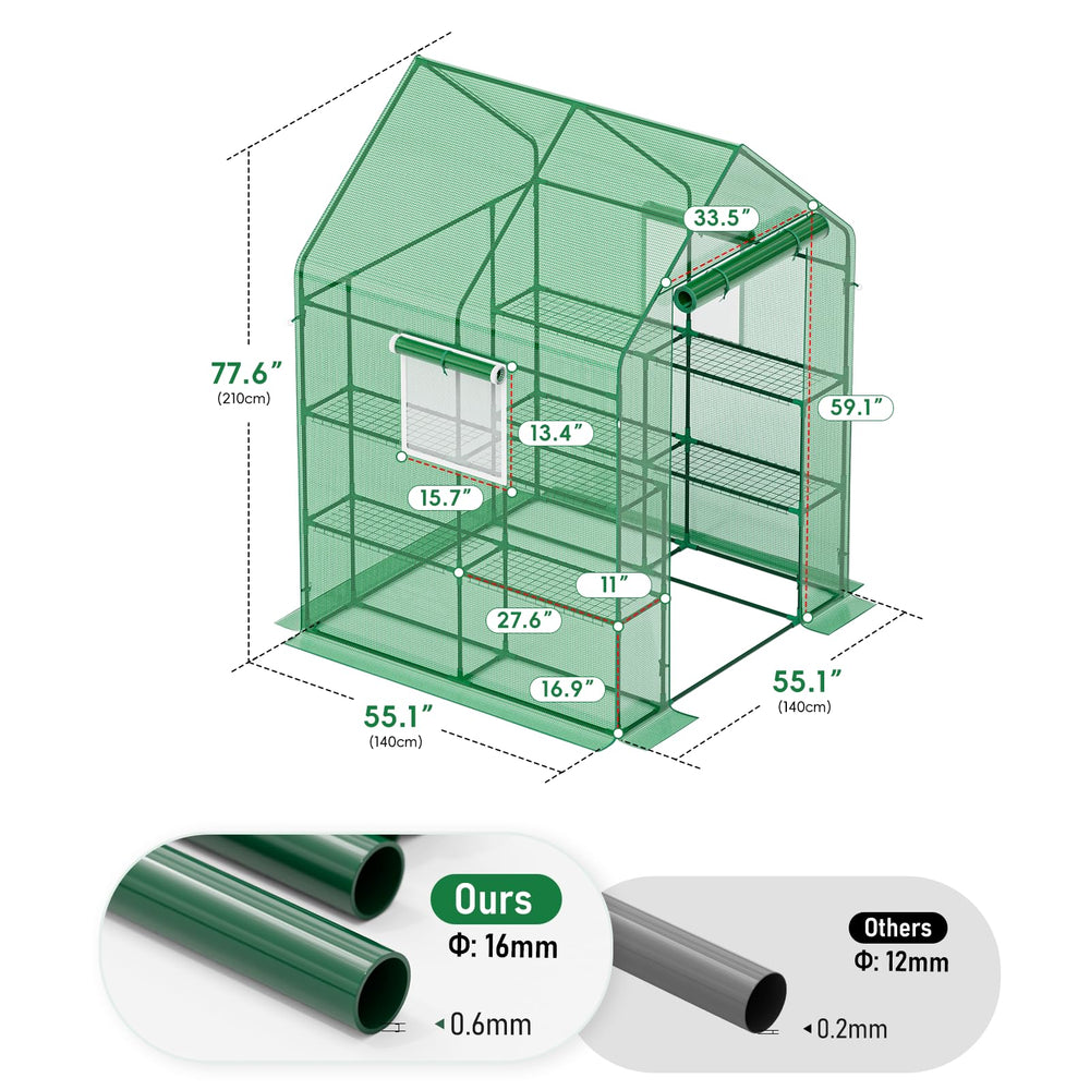 SPECILITE greenhouse next to person to show size and standing-room benefit