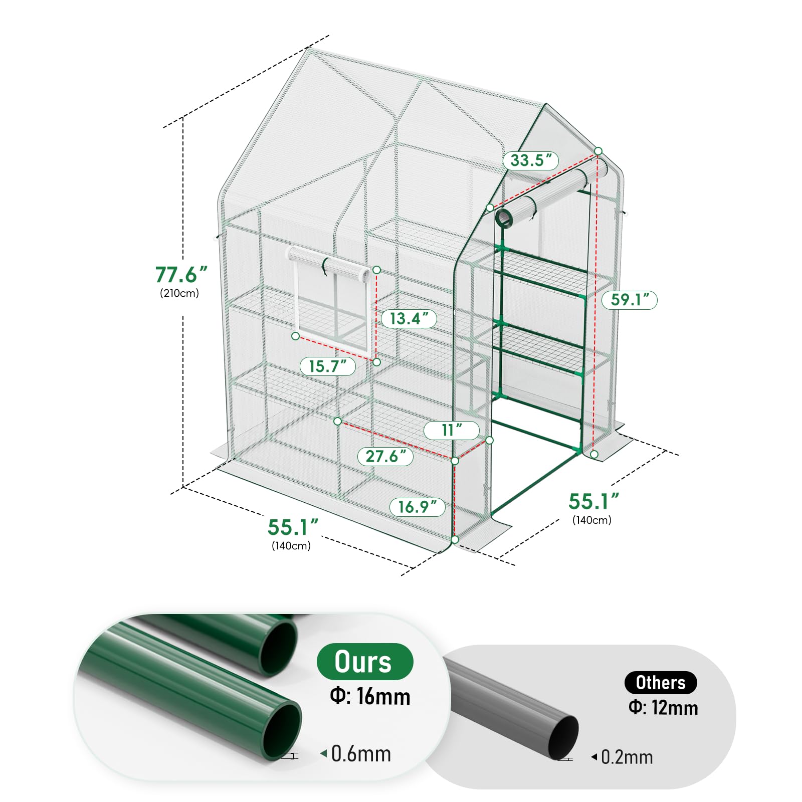 SPECILITE greenhouse next to person showing scale and generous vertical space