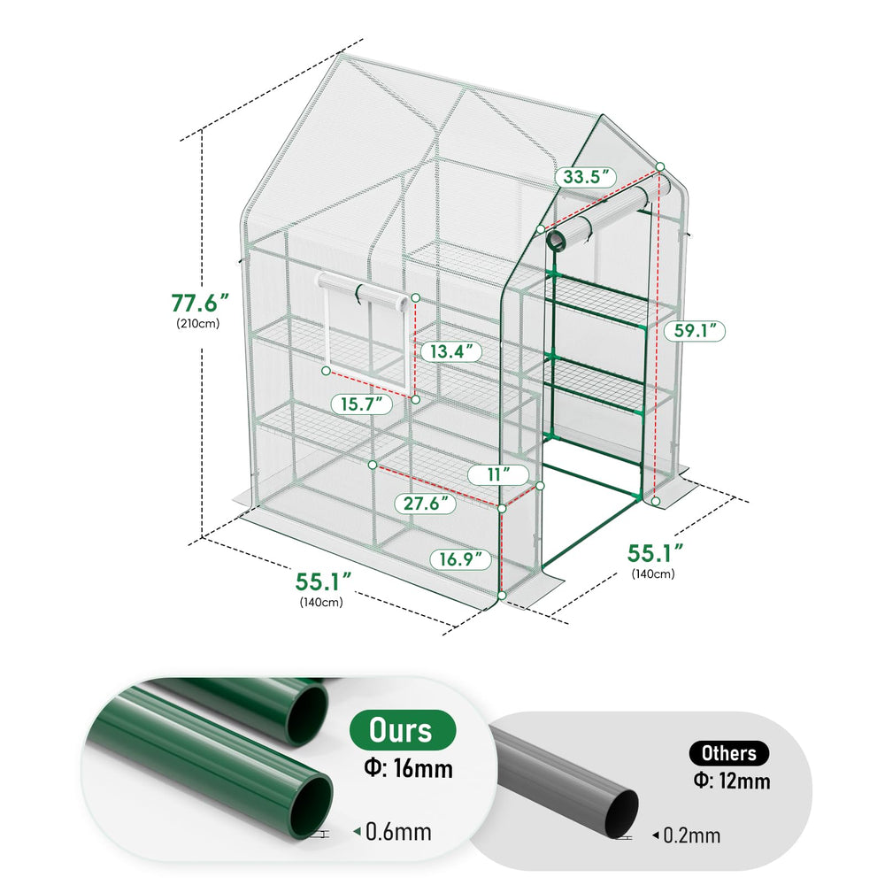 SPECILITE greenhouse next to person showing scale and generous vertical space