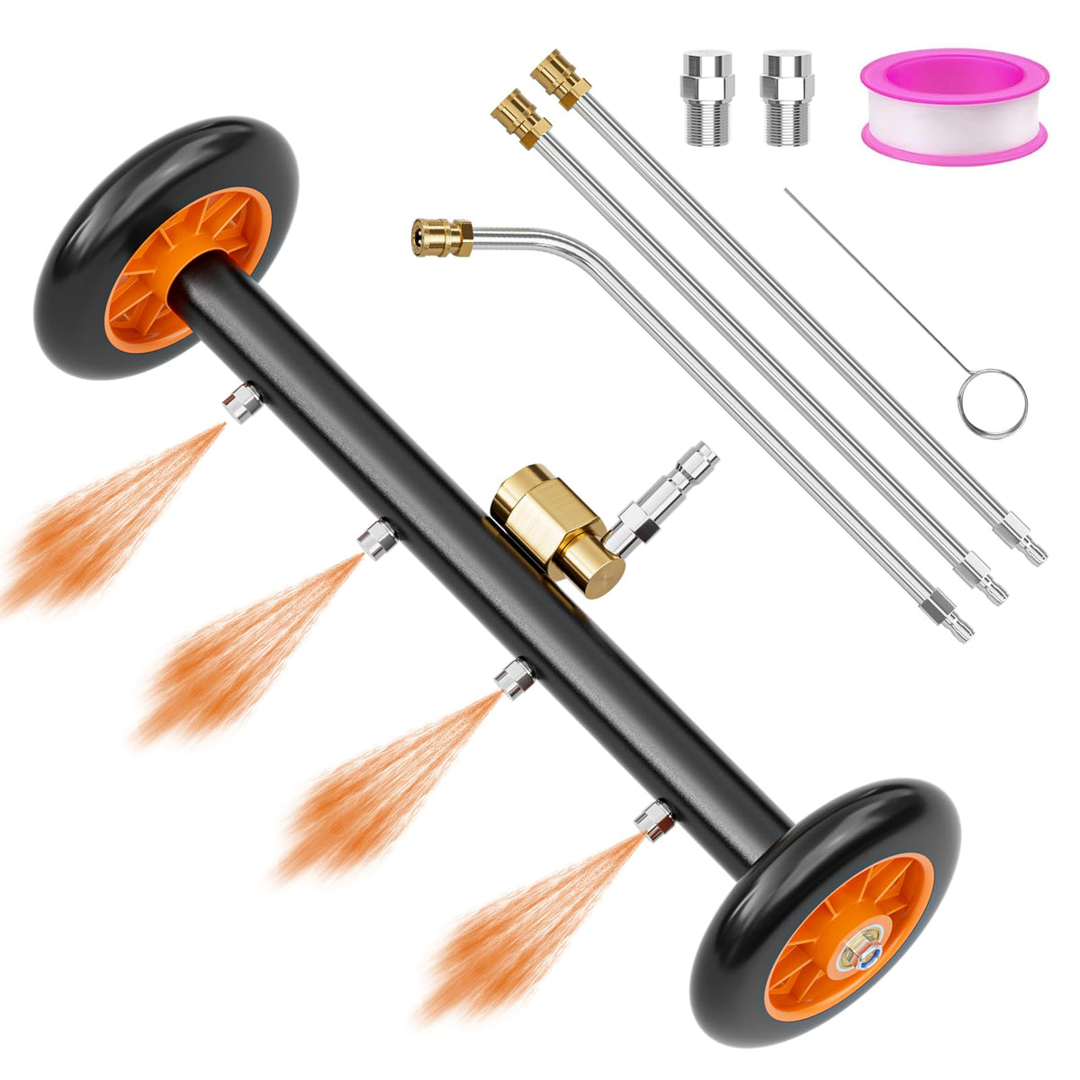 SPECILITE undercarriage front view showing 16-inch cleaning head and casters for faster cleaning
