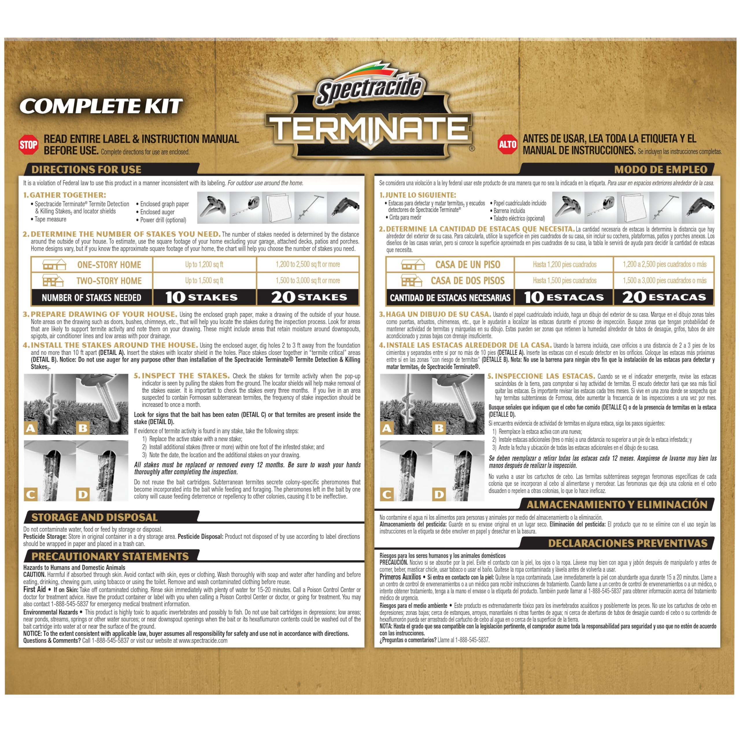 Spectracide instruction booklet with stakes for clear setup guidance