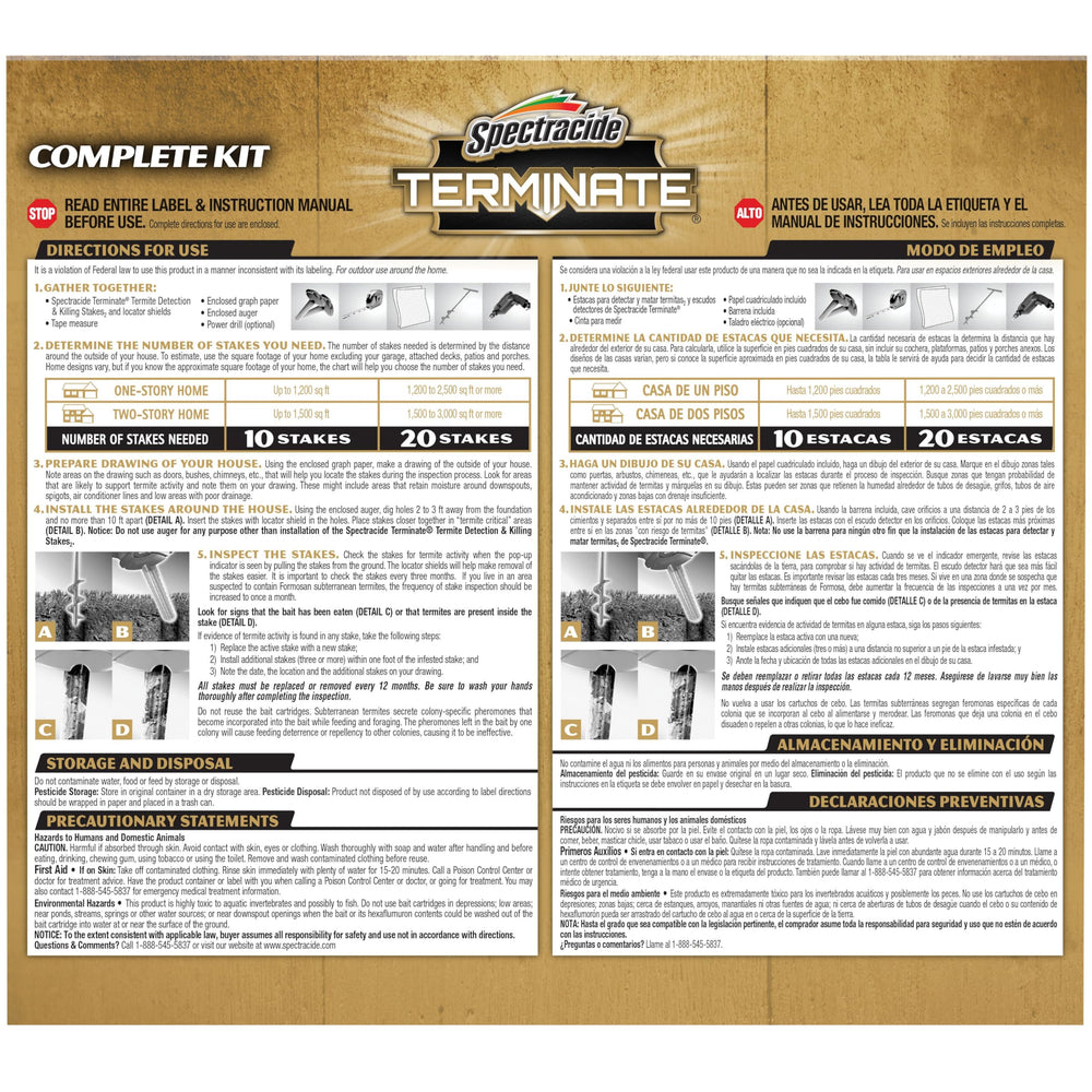 Spectracide instruction booklet with stakes for clear setup guidance