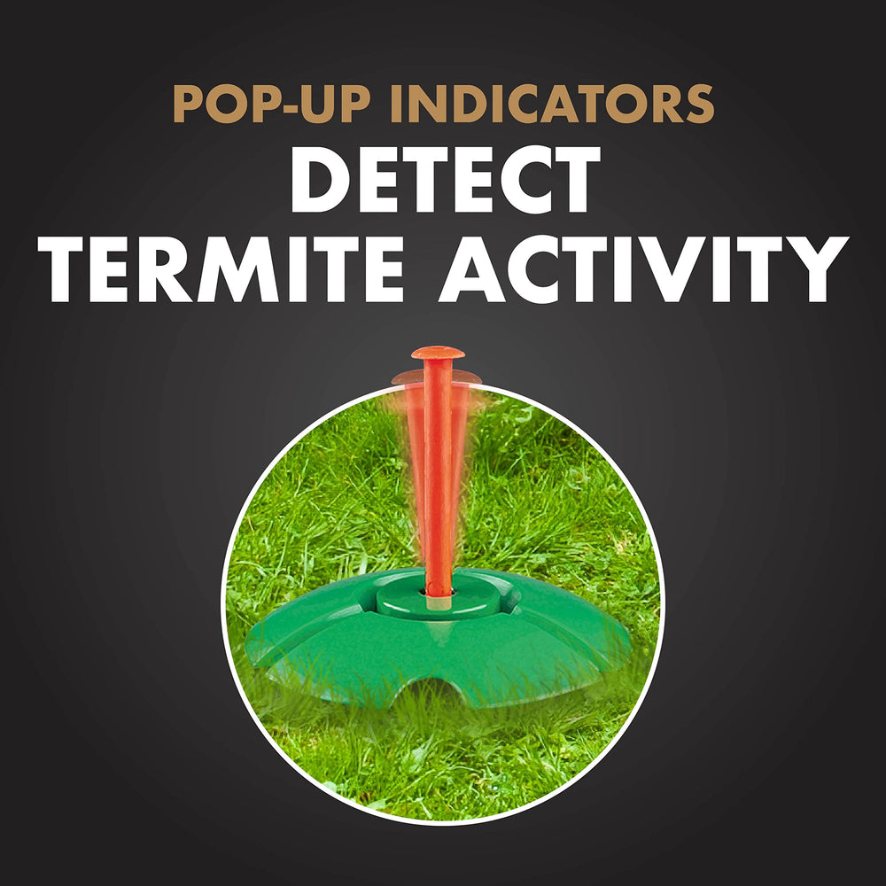 Spectracide stake placed under deck protecting moist wood areas