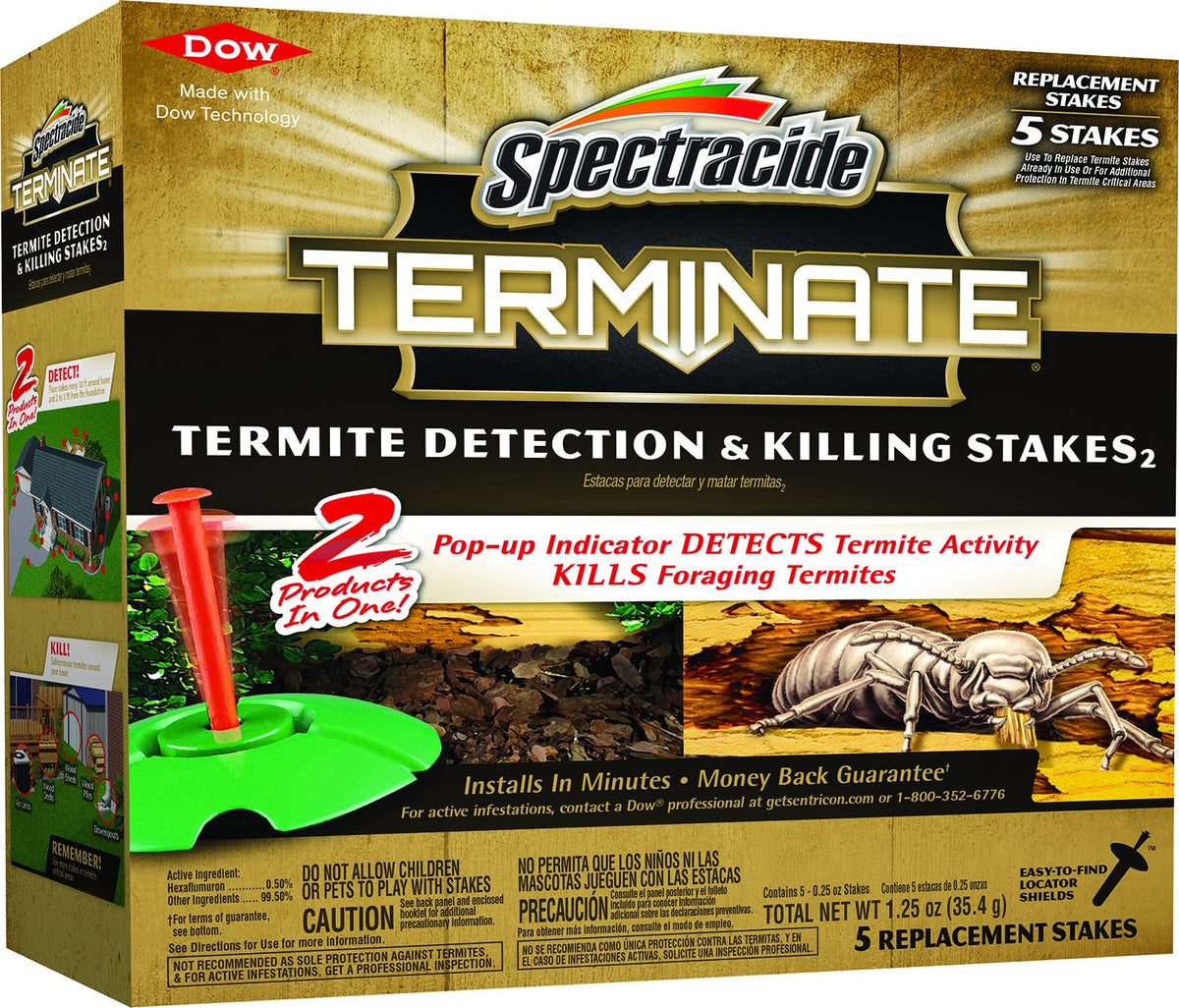 Spectracide replacement stakes front packaging showing 8-pack and use benefit