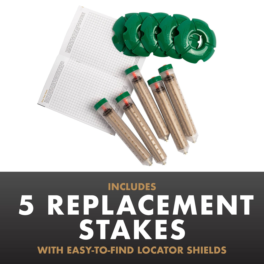 Demonstration of proper Spectracide stake spacing to cover perimeter effectively benefit