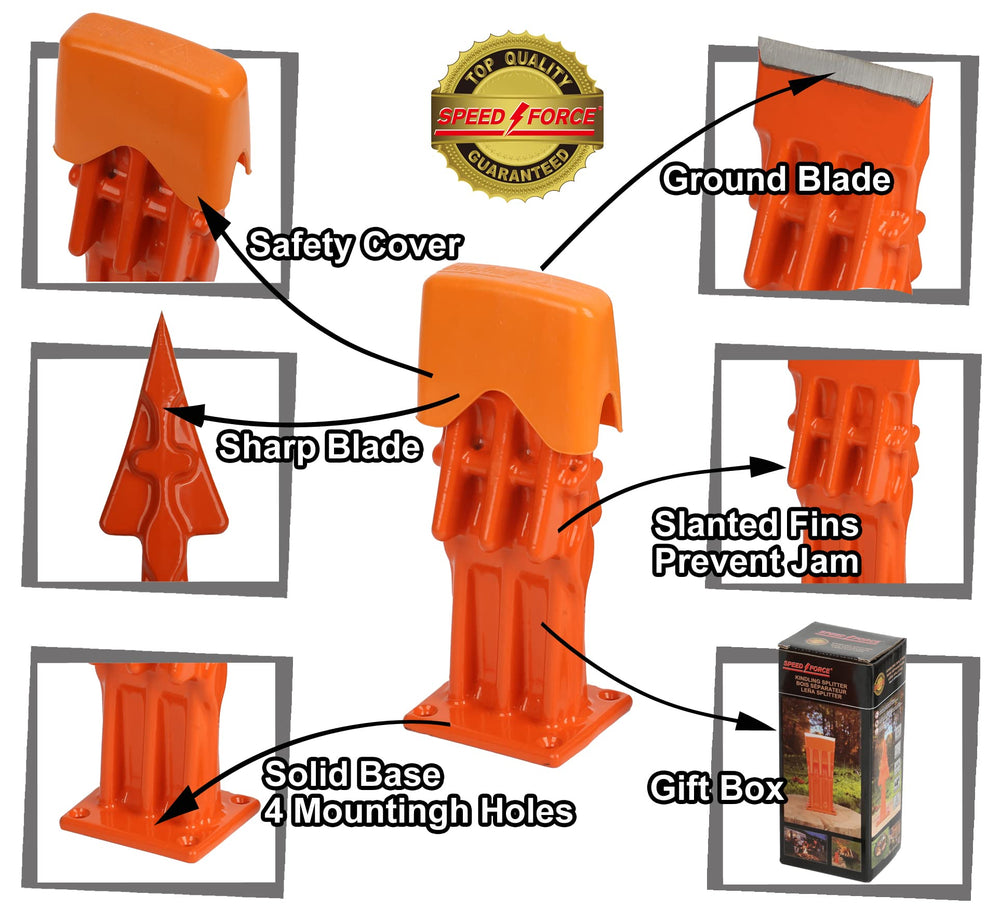 SPEED FORCE mounted on a stump demonstrating stable anchor for safer splitting