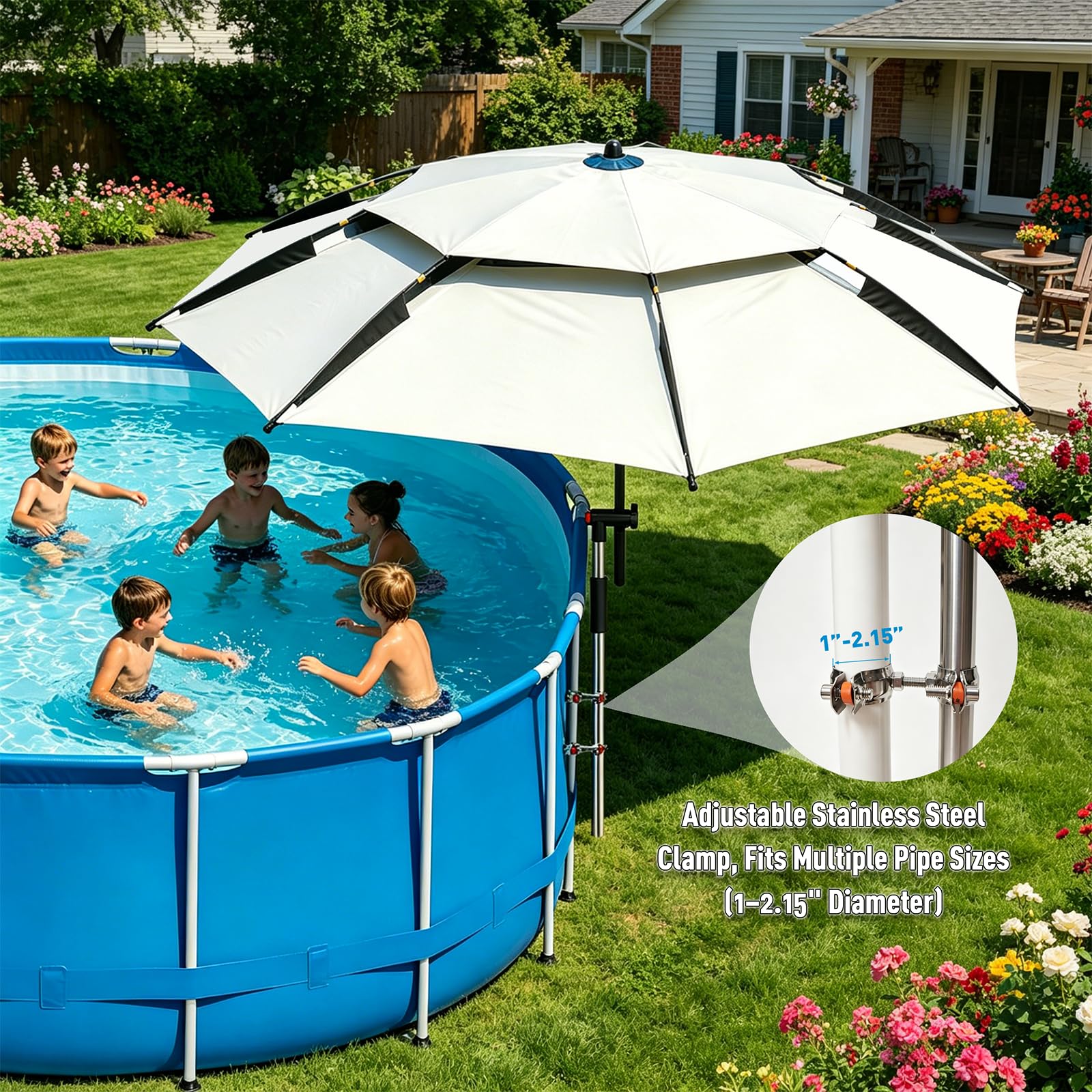 SpeedEdge size comparison next to lounge chair showing coverage area