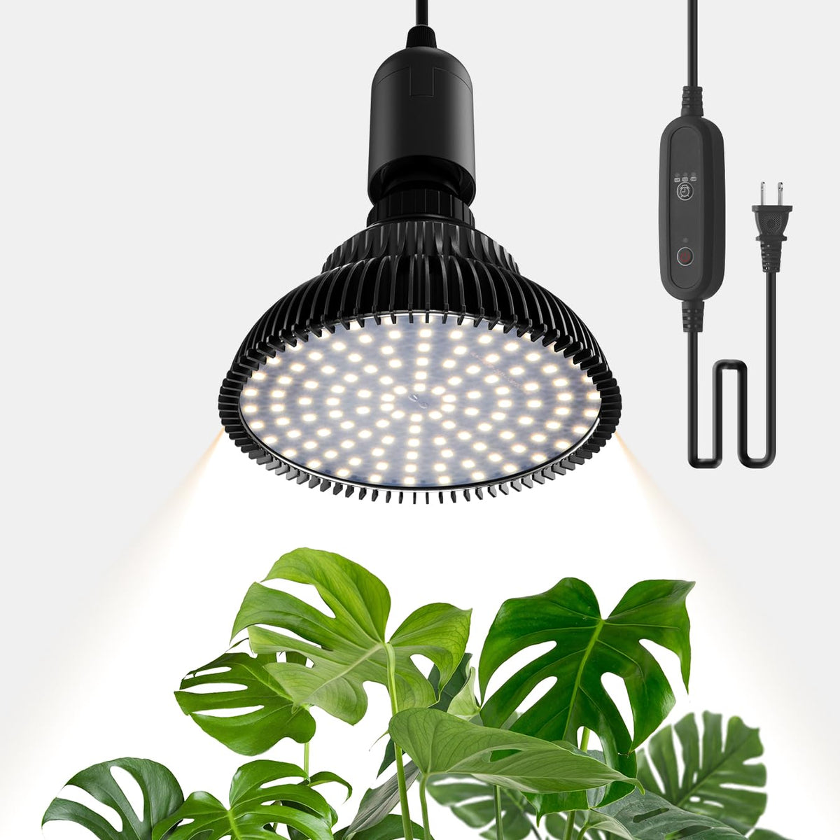 SpeePlant hanging grow light front view showing compact design and bright output