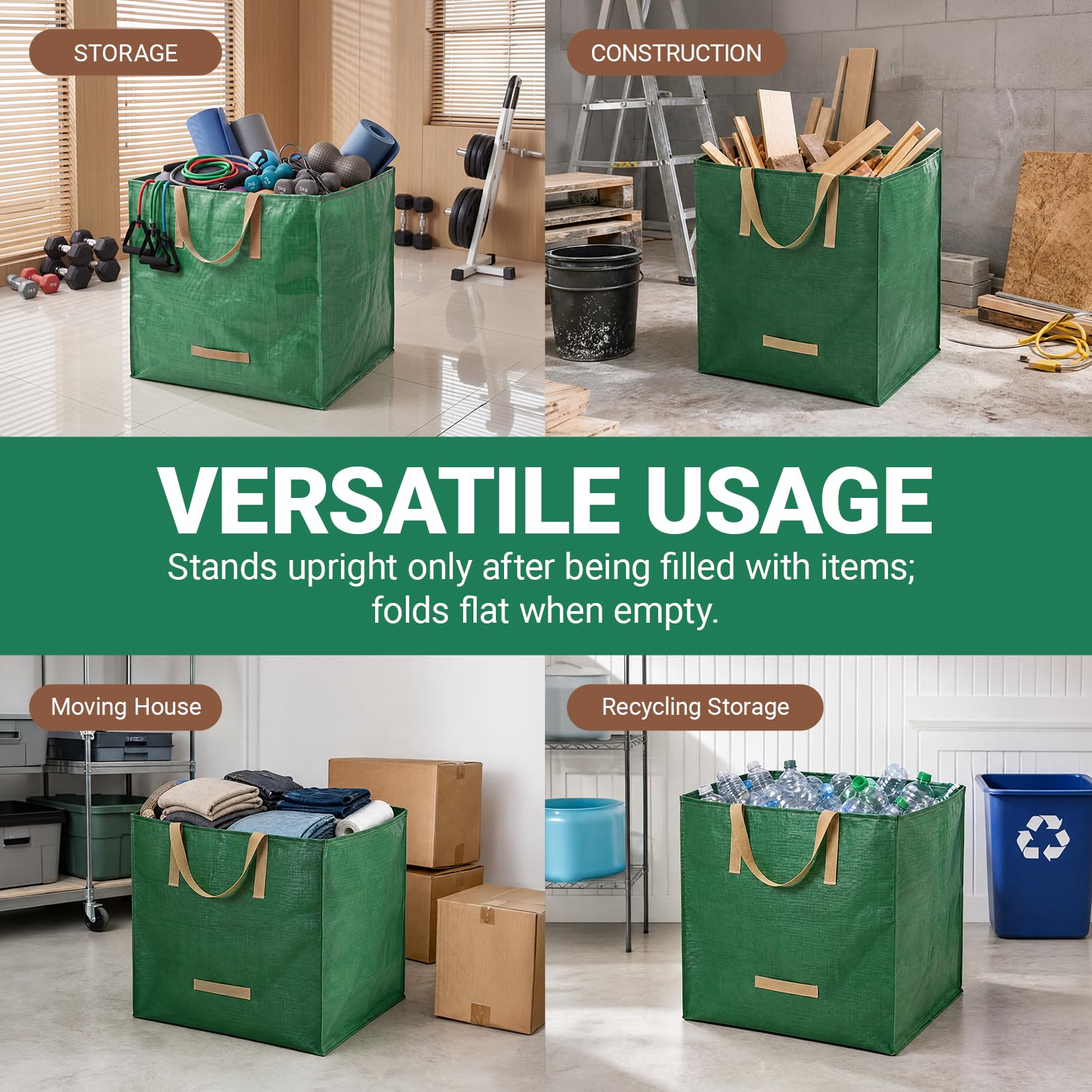 SPEPLA folded flat in garage showing compact reusable storage benefit