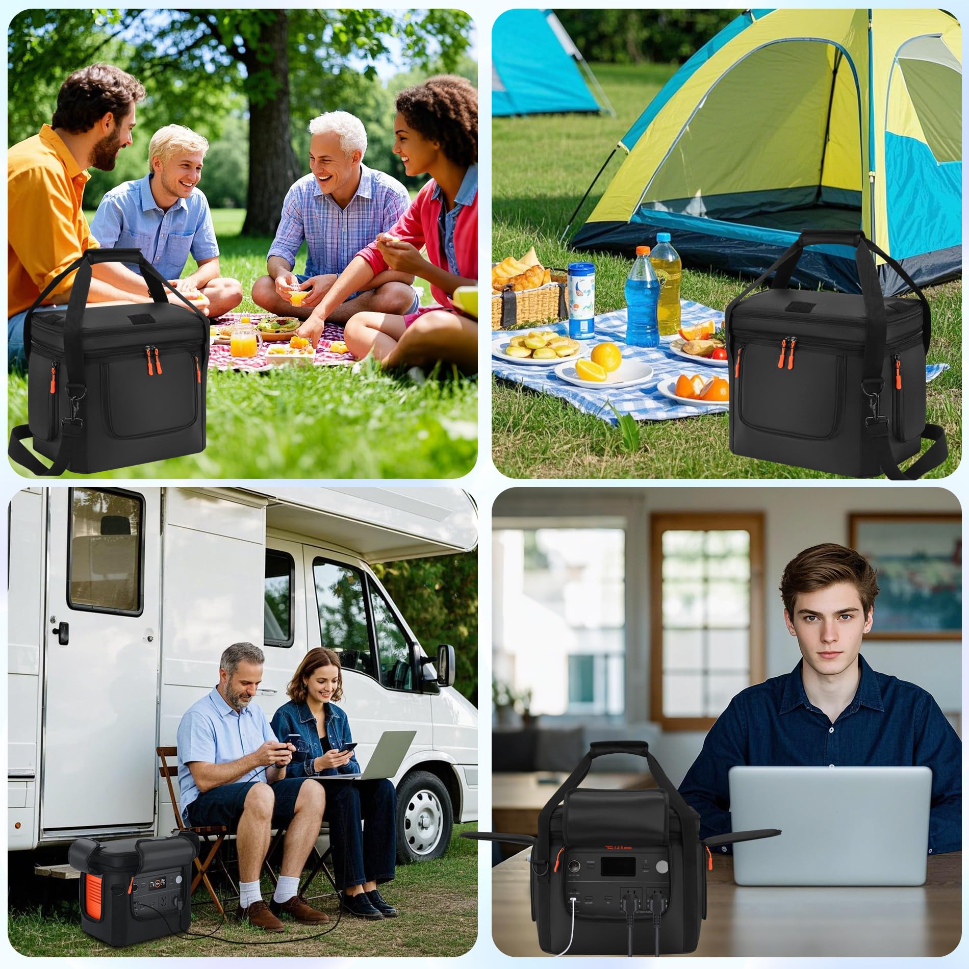 Speqerk bag in camping scene keeping Jackery Explorer ready and secure