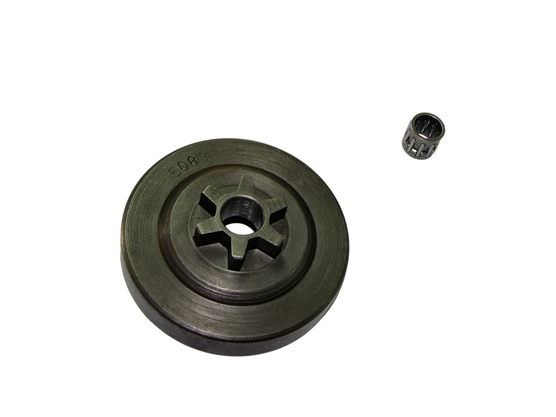 SPERTEK front view of 3/8 6T sprocket showing teeth and bearing for reliable drive