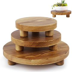 SPHOSWHP front view of three round risers showing rustic display benefit