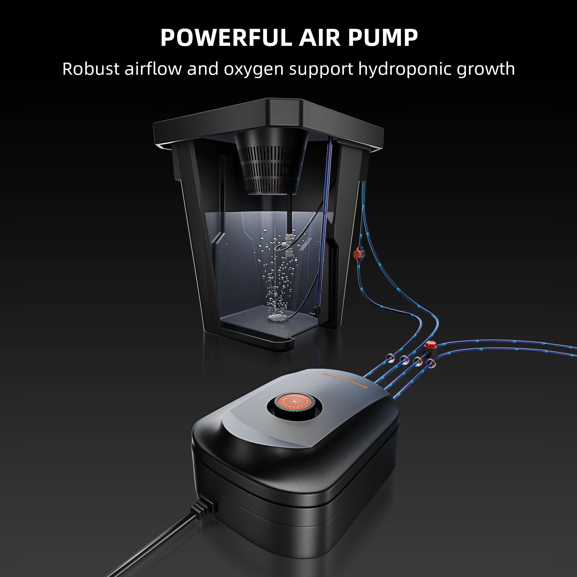 Spider Farmer air stone producing fine bubbles to aerate nutrient solution efficiently