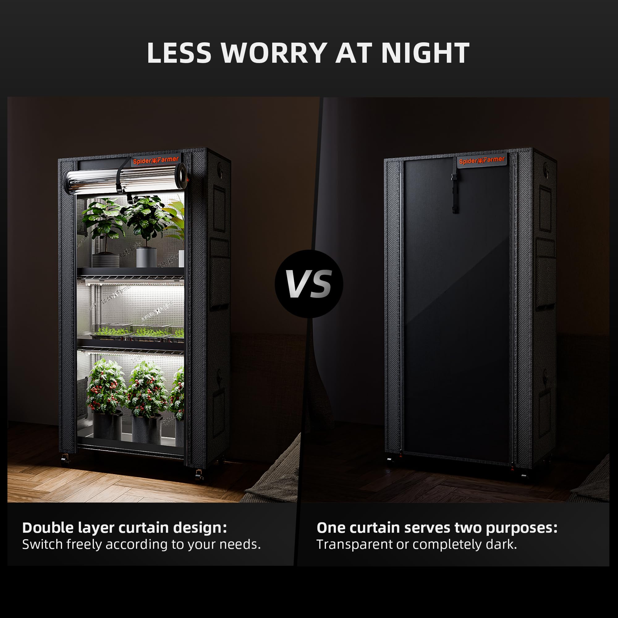 Spider Farmer close-up of an 18W full-spectrum LED bar highlighting energy-efficient light output
