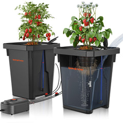 Spider Farmer front setup showing two DWC buckets and accessories for easy indoor growing