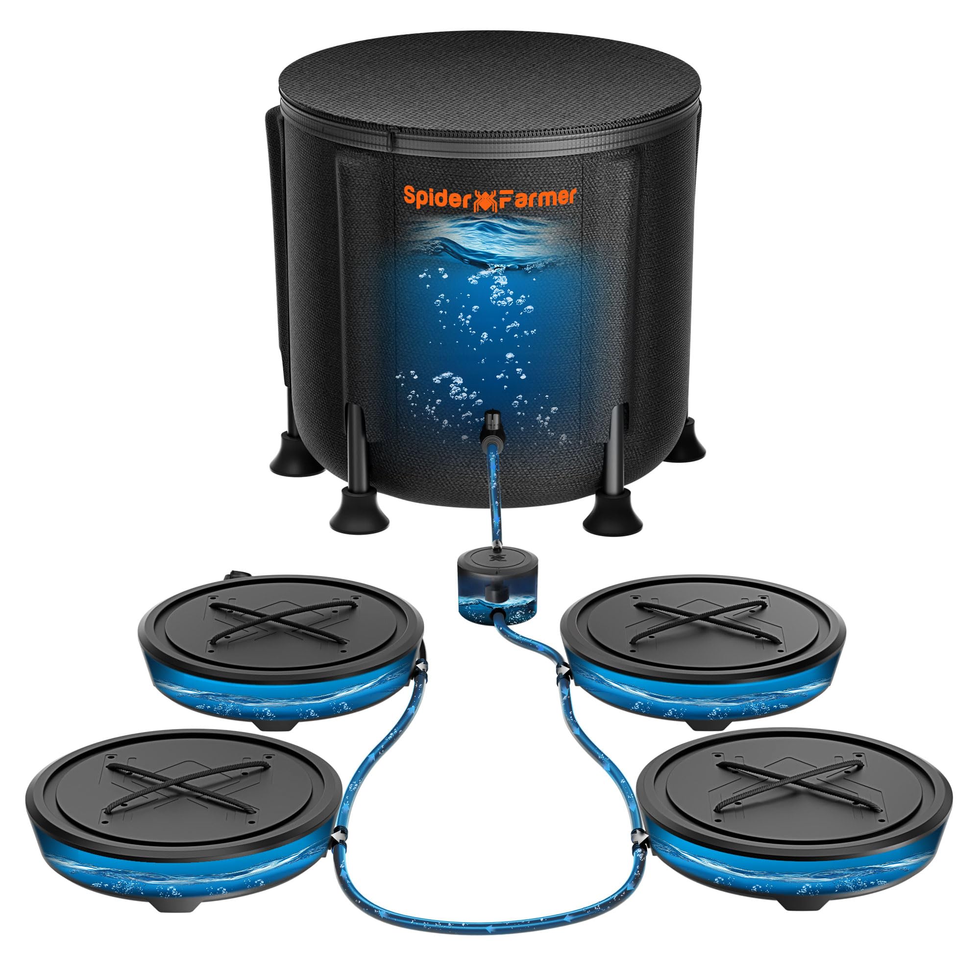 Spider Farmer front packaging showing complete self-watering kit and benefit of easy setup