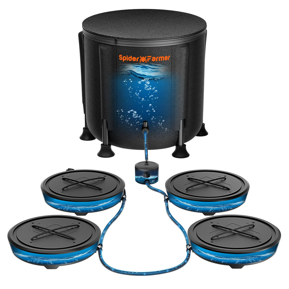 Spider Farmer front packaging showing complete self-watering kit and benefit of easy setup