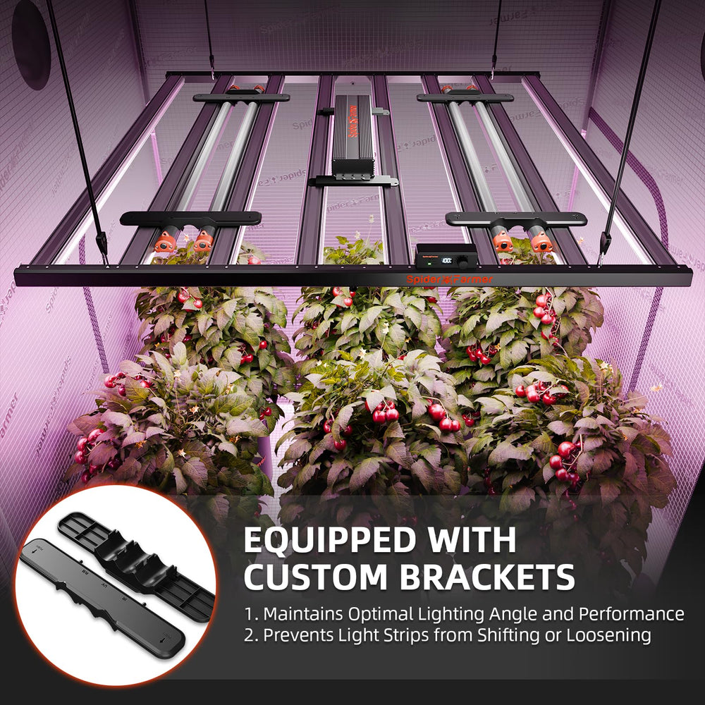Spider Farmer grow light bar held next to a hand to show 35.4-inch scale for tent and rack planning