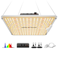 Spider Farmer SF1000 front view shows compact fixture and uniform lighting benefit