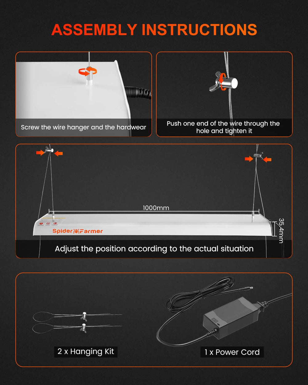 Spider Farmer SF600 product label and specs displaying model details and warranty