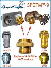 Spigotmaster SPGTM-9 installed on Woodford spigot converting to standard hose connection