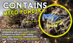Spike & Bloom mycorrhizae powder close-up showing root support benefit