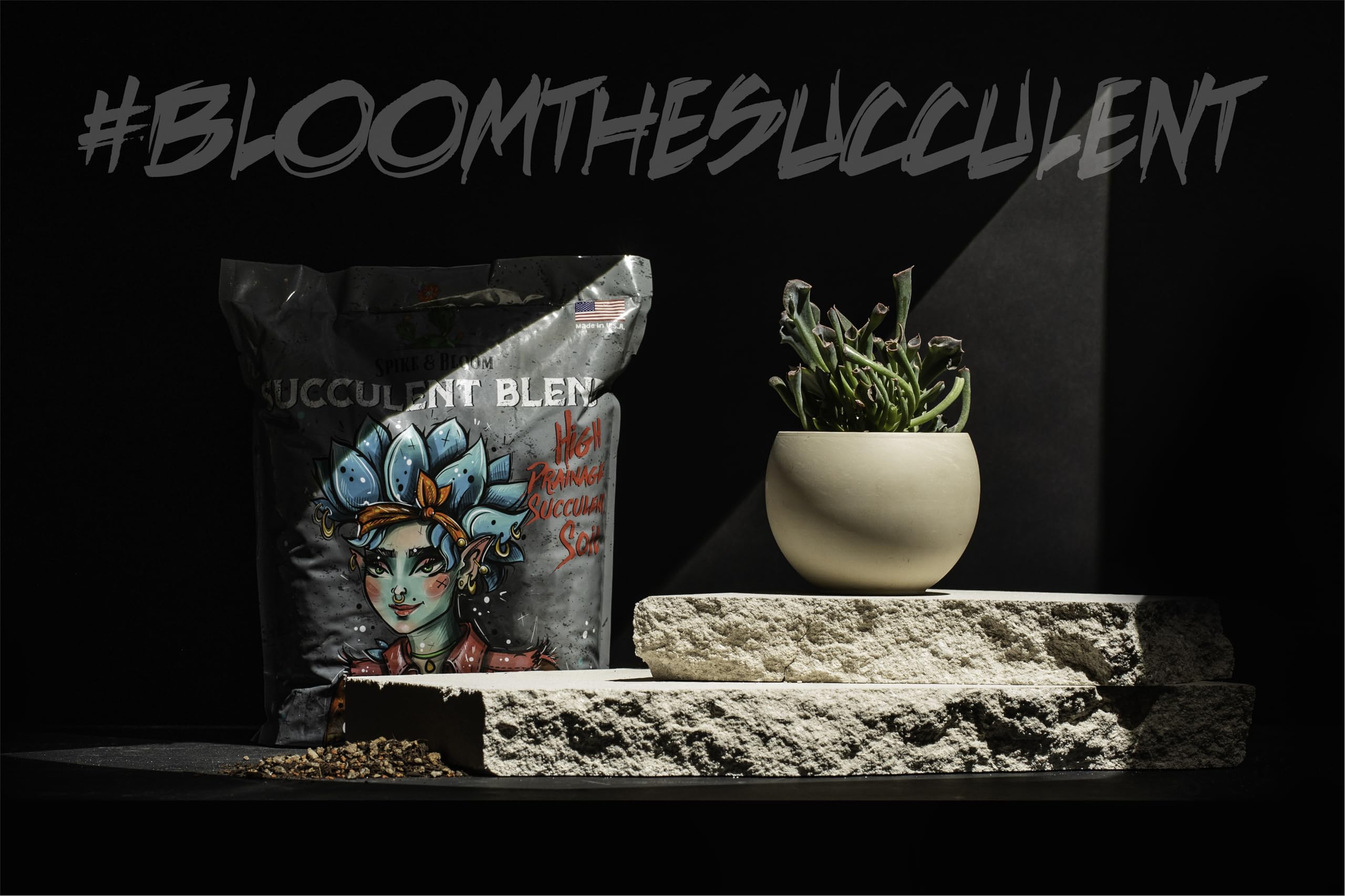 Spike & Bloom gritty soil close-up showing airy texture and drainage benefit