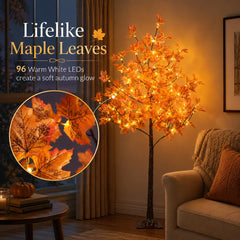 SPIRIT STAR CHRISTMAS CENTER close-up of faux maple leaves highlighting realistic texture and long-lasting color